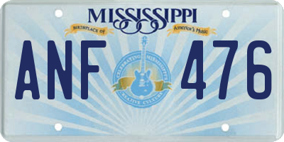 MS license plate ANF476