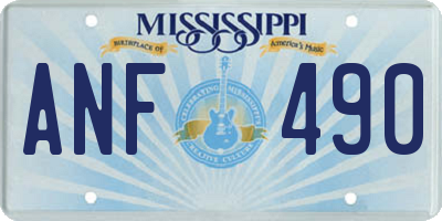 MS license plate ANF490