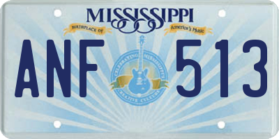 MS license plate ANF513