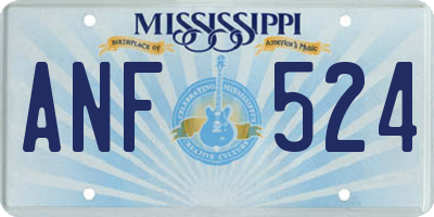 MS license plate ANF524