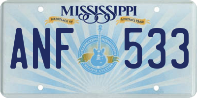 MS license plate ANF533