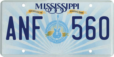 MS license plate ANF560