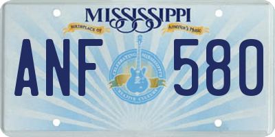 MS license plate ANF580