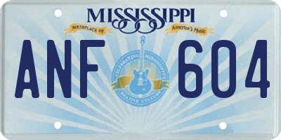 MS license plate ANF604