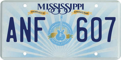 MS license plate ANF607