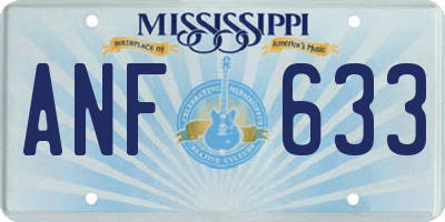MS license plate ANF633