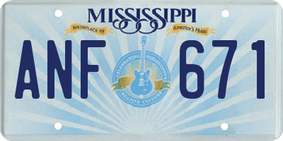 MS license plate ANF671