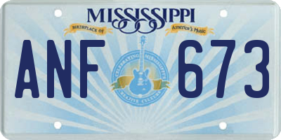 MS license plate ANF673
