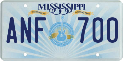 MS license plate ANF700