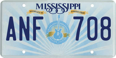 MS license plate ANF708