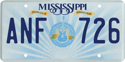 MS license plate ANF726