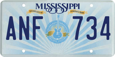 MS license plate ANF734