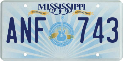MS license plate ANF743