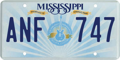 MS license plate ANF747