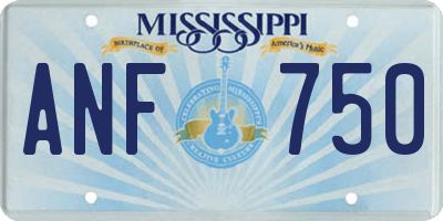 MS license plate ANF750