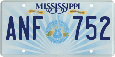 MS license plate ANF752