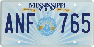 MS license plate ANF765