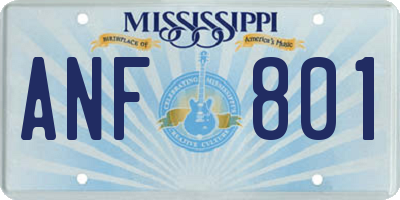 MS license plate ANF801
