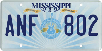 MS license plate ANF802
