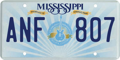 MS license plate ANF807