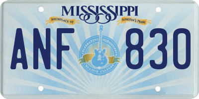 MS license plate ANF830