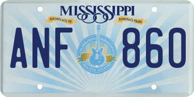 MS license plate ANF860