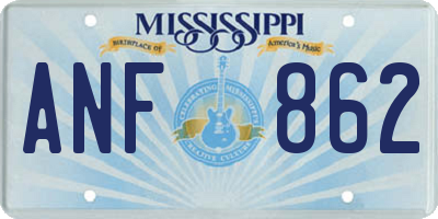 MS license plate ANF862