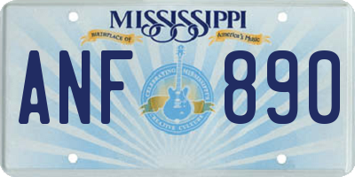 MS license plate ANF890