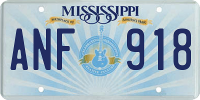 MS license plate ANF918