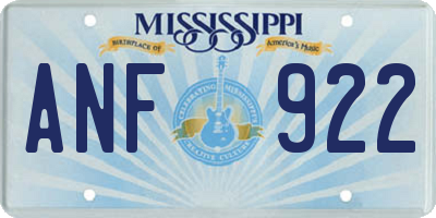 MS license plate ANF922