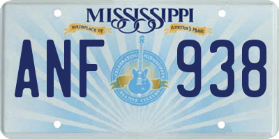 MS license plate ANF938