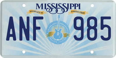 MS license plate ANF985