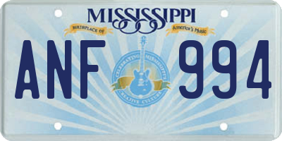 MS license plate ANF994