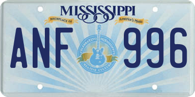MS license plate ANF996