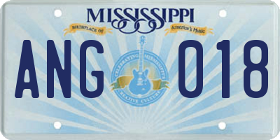 MS license plate ANG018