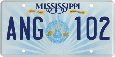 MS license plate ANG102