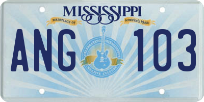 MS license plate ANG103