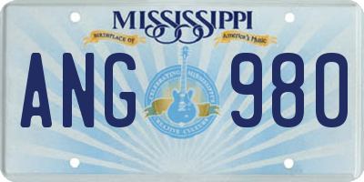MS license plate ANG980