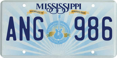 MS license plate ANG986