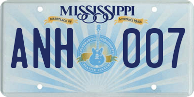 MS license plate ANH007