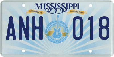 MS license plate ANH018