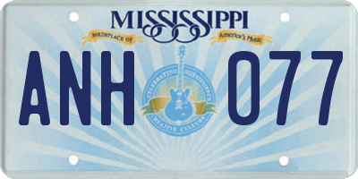 MS license plate ANH077