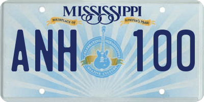 MS license plate ANH100