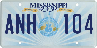 MS license plate ANH104