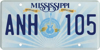 MS license plate ANH105