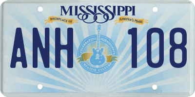 MS license plate ANH108
