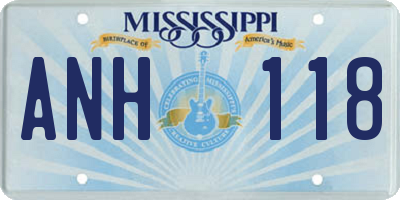 MS license plate ANH118