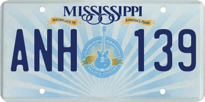 MS license plate ANH139