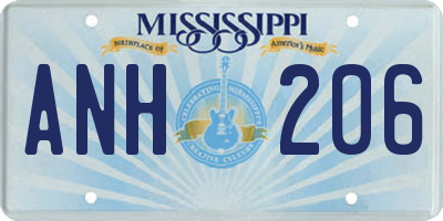 MS license plate ANH206