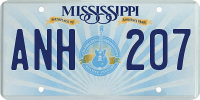 MS license plate ANH207